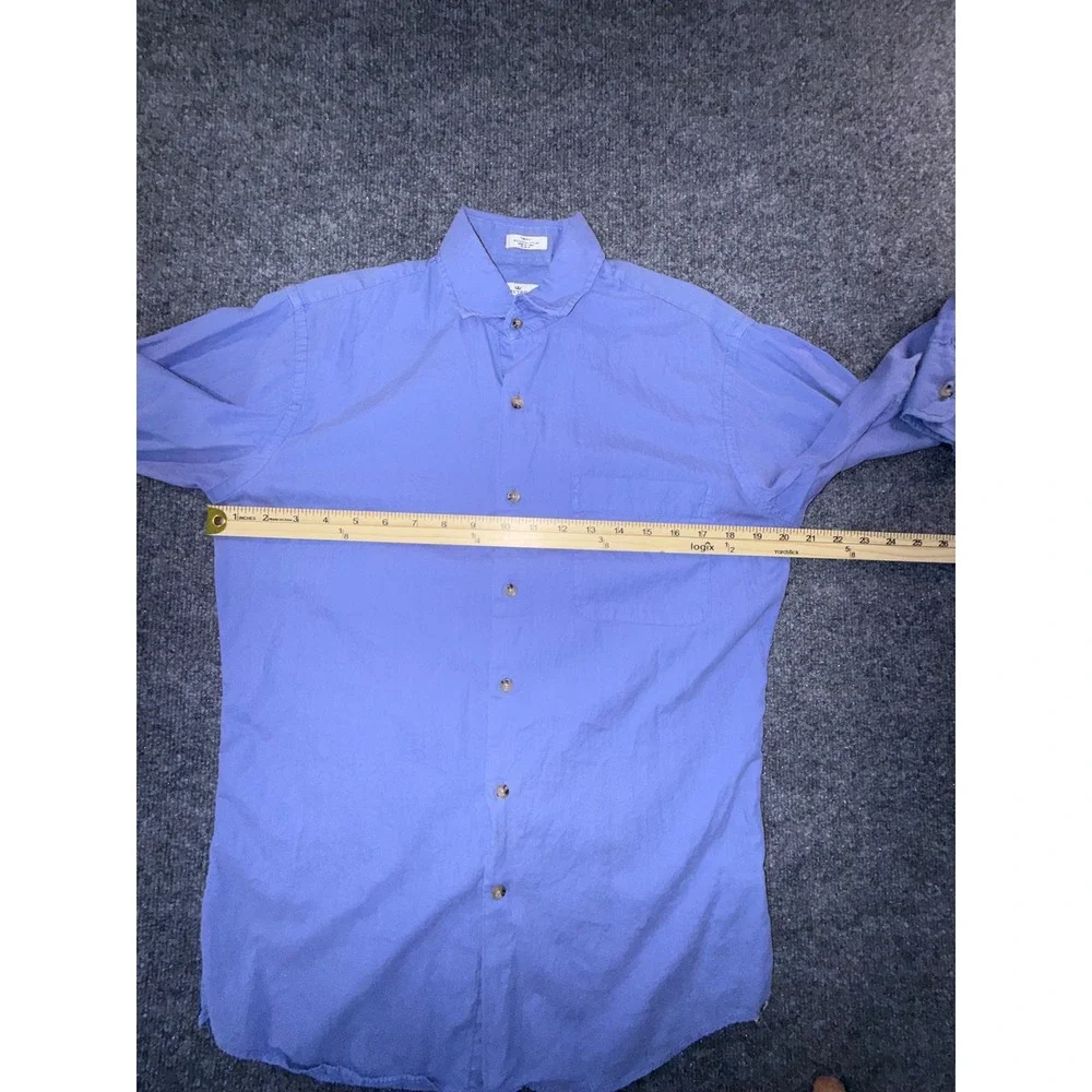 Peter Millar Mountainside Men Small Blue Cotton Silk Blend Button Down Shirt